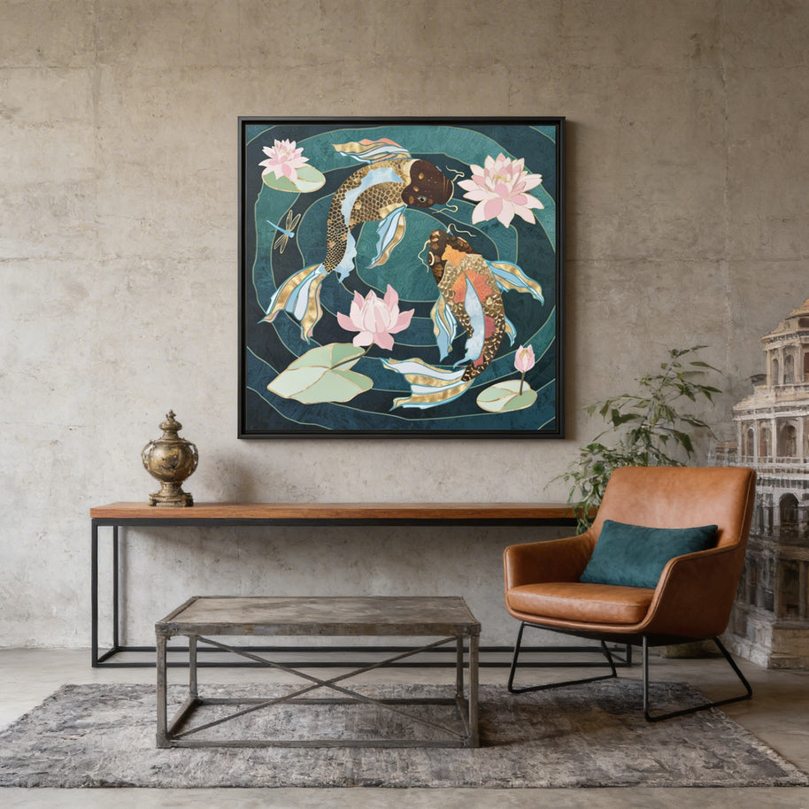 Metallic Koi III - Matte Canvas, Framed (Multi-color)