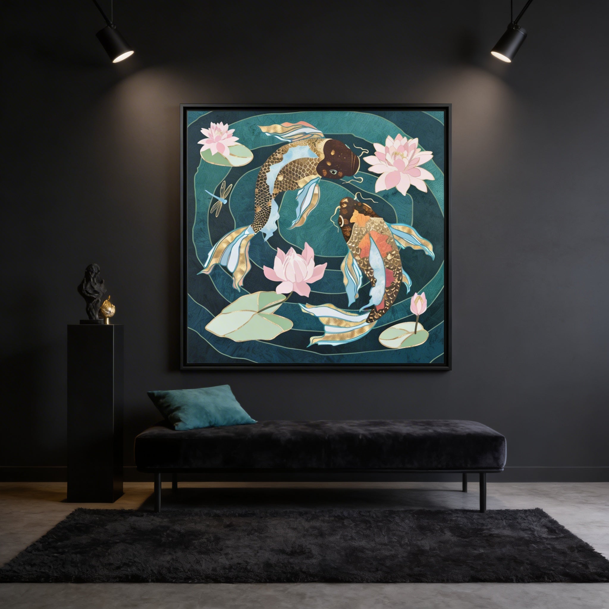 Metallic Koi III - Matte Canvas, Framed (Multi-color)