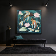Metallic Koi III - Matte Canvas, Framed (Multi-color)