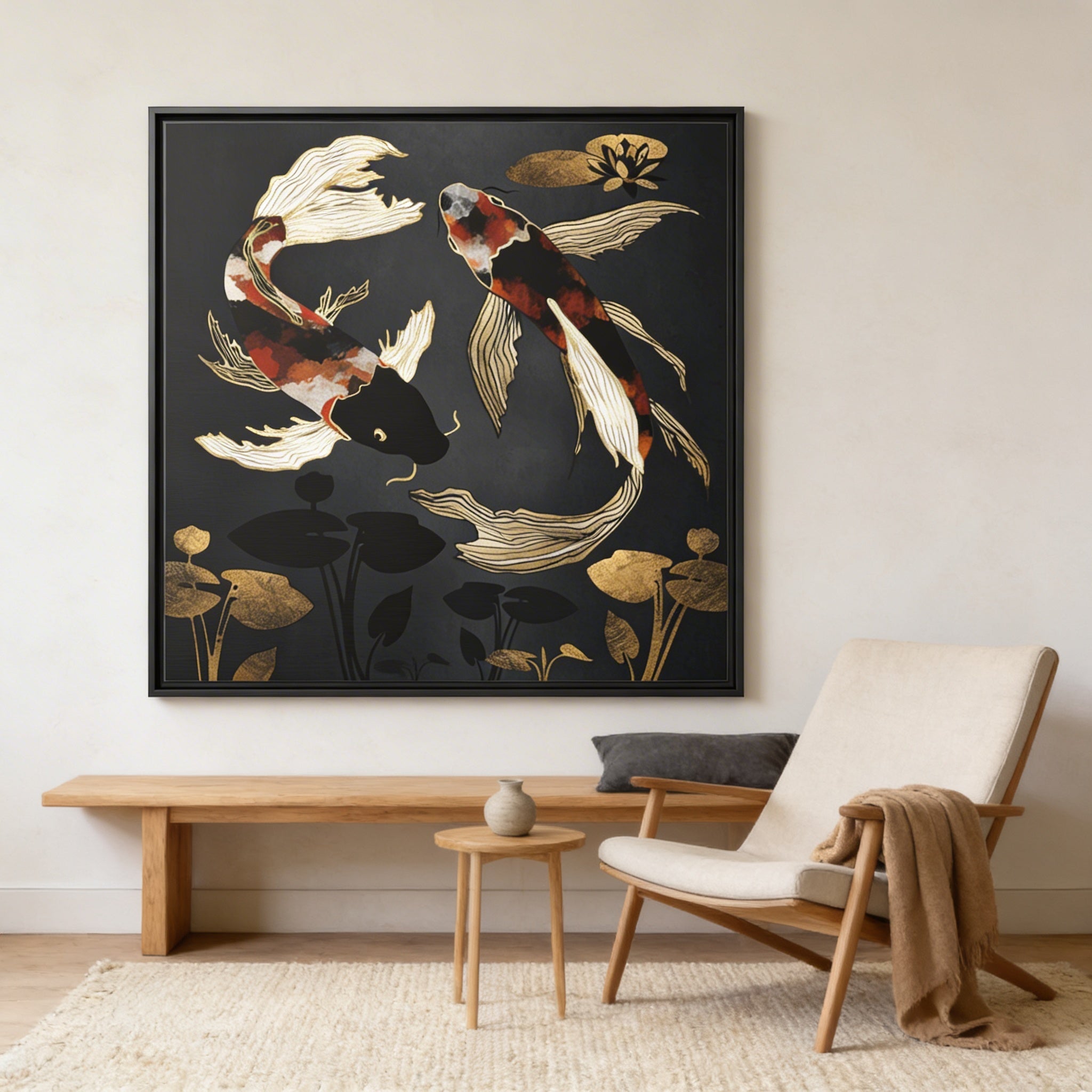 Metallic Koi IV - Matte Canvas, Framed (Multi-color)