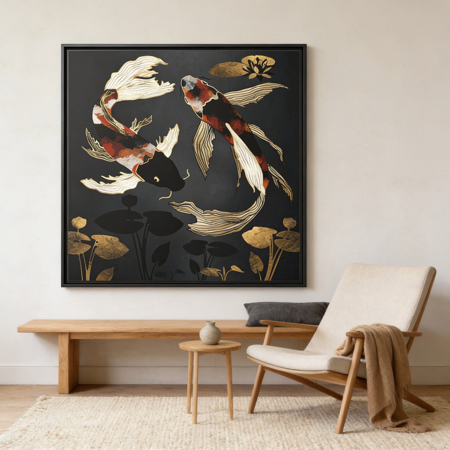 Metallic Koi IV - Matte Canvas, Framed (Multi-color)