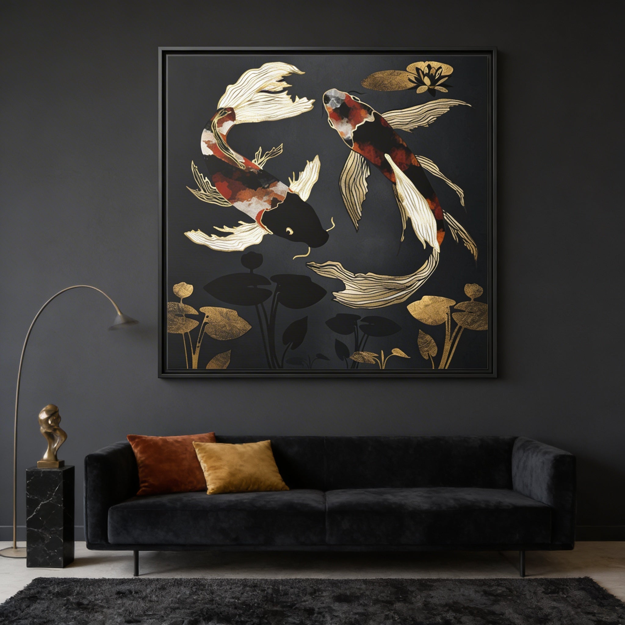 Metallic Koi IV - Matte Canvas, Framed (Multi-color)