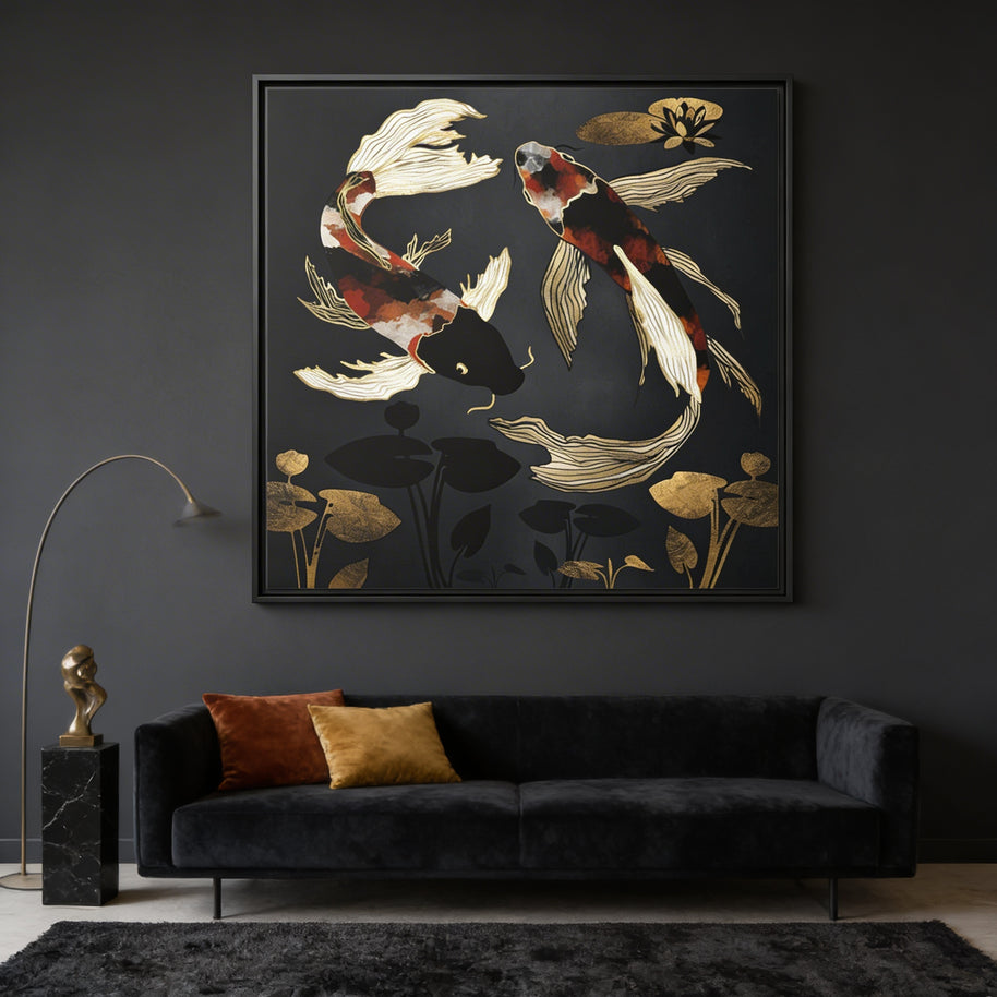 Metallic Koi IV - Matte Canvas, Framed (Multi-color)
