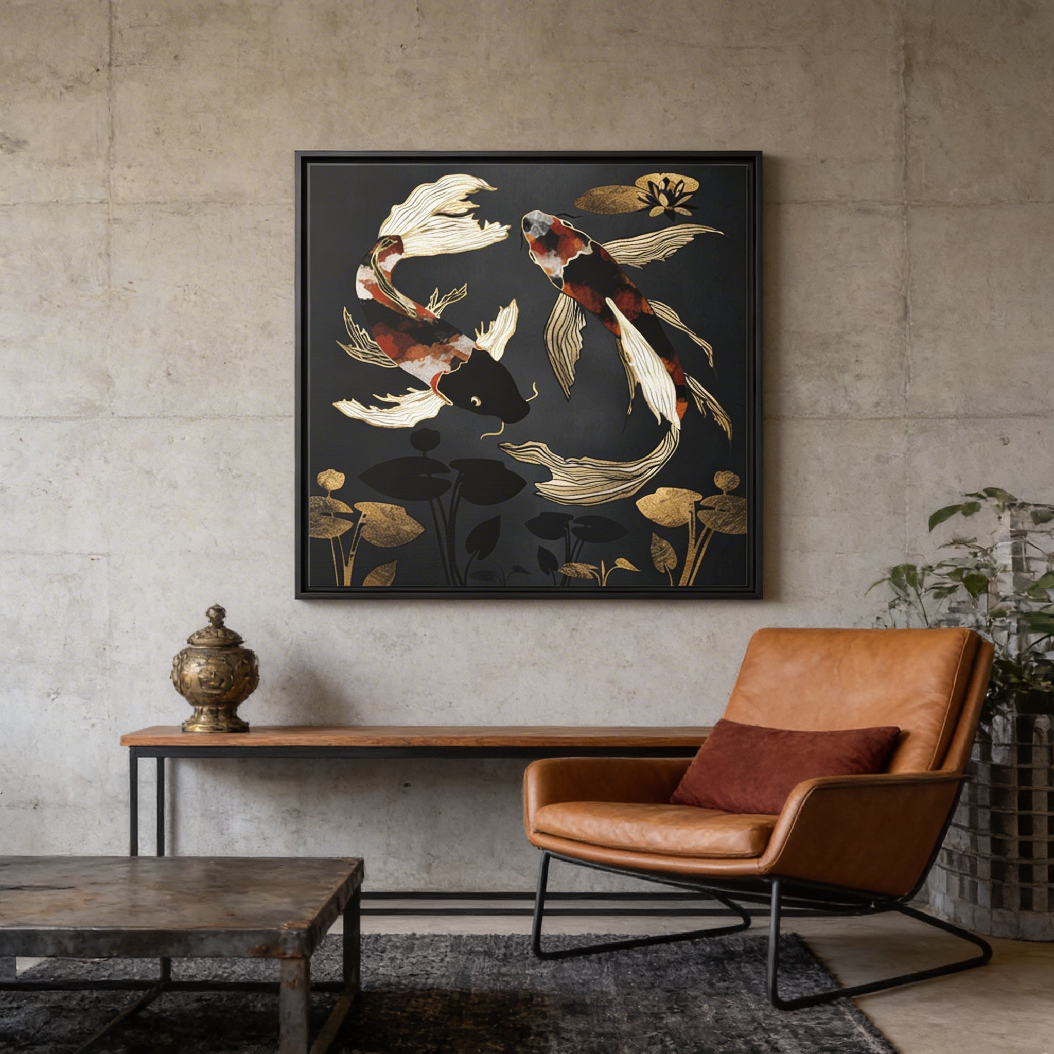 Metallic Koi IV - Matte Canvas, Framed (Multi-color)