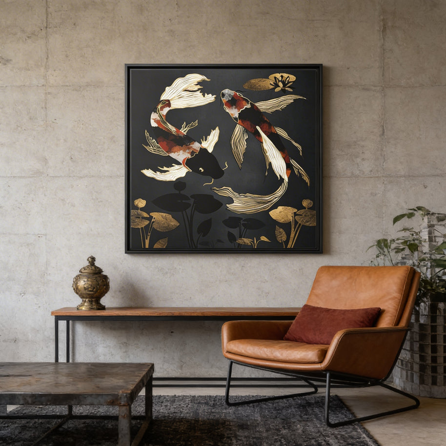 Metallic Koi IV - Matte Canvas, Framed (Multi-color)