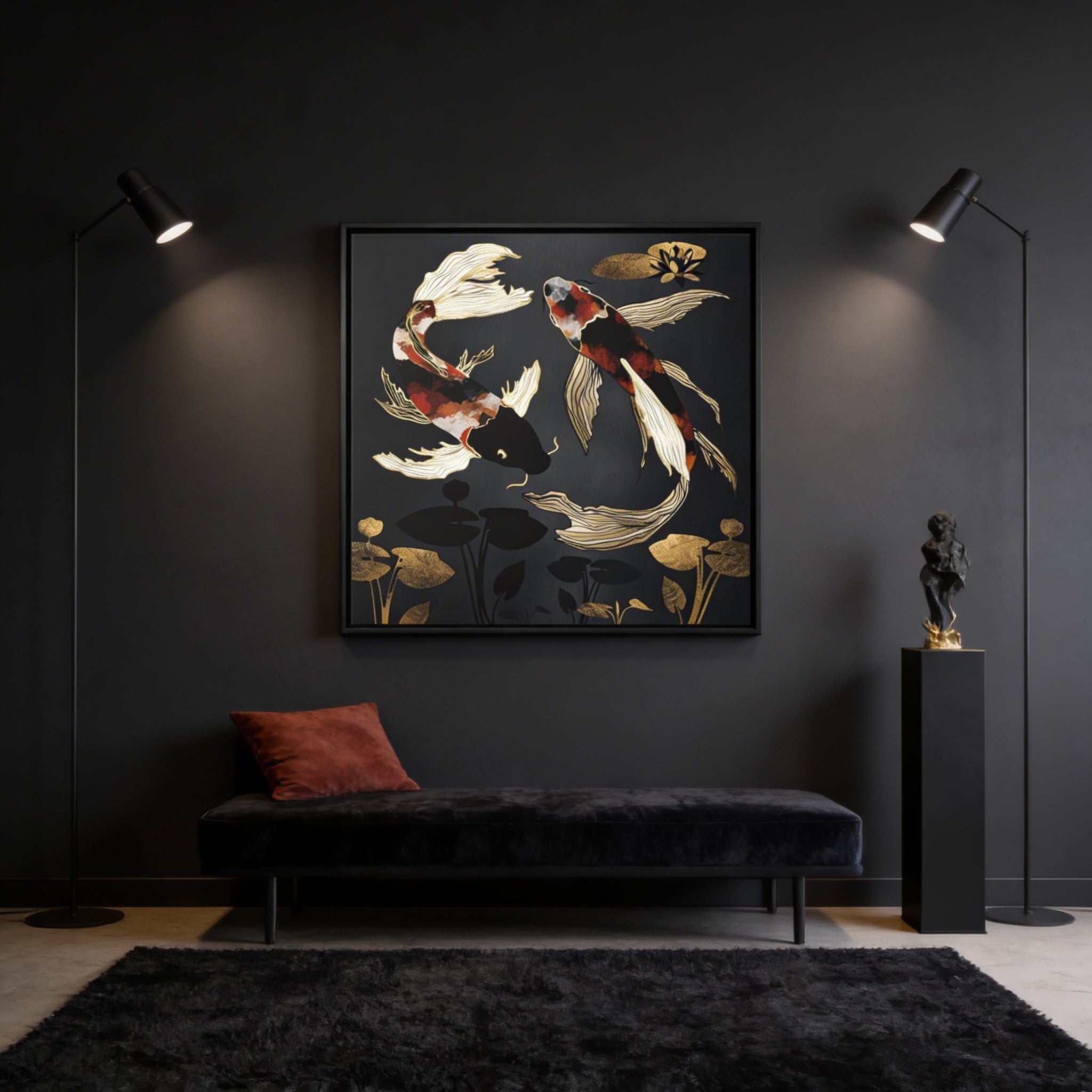 Metallic Koi IV - Matte Canvas, Framed (Multi-color)
