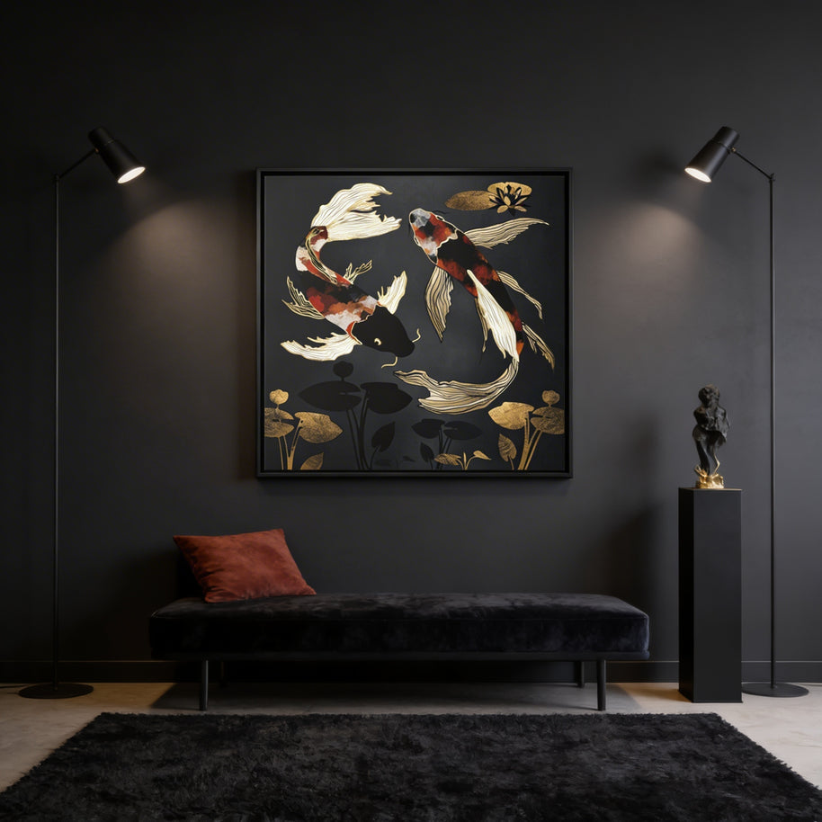 Metallic Koi IV - Matte Canvas, Framed (Multi-color)
