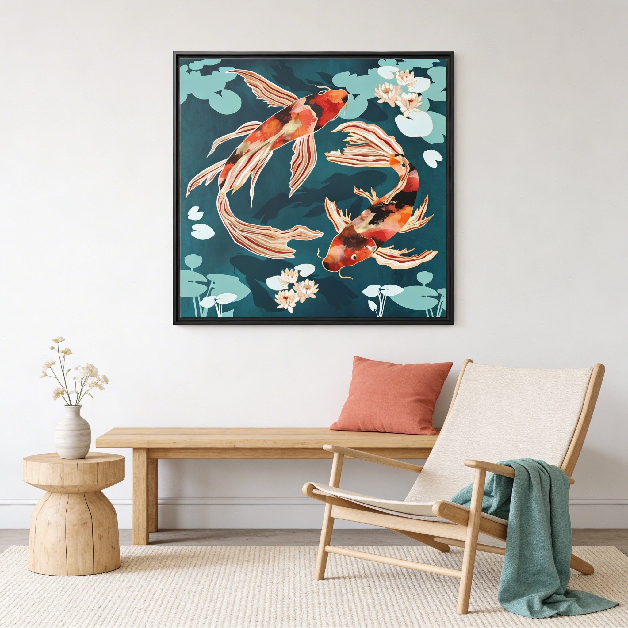Metallic Koi VII - Matte Canvas, Framed (Multi-color)