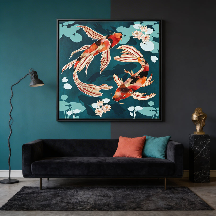 Metallic Koi VII - Matte Canvas, Framed (Multi-color)