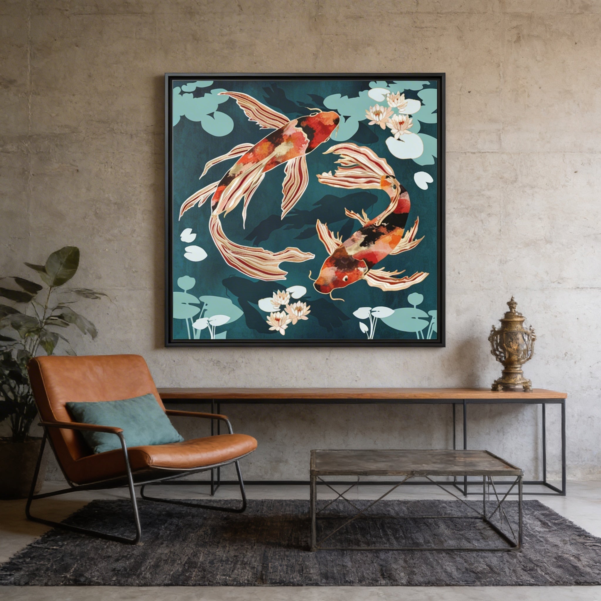 Metallic Koi VII - Matte Canvas, Framed (Multi-color)