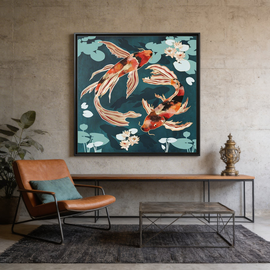Metallic Koi VII - Matte Canvas, Framed (Multi-color)