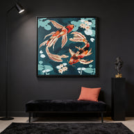 Metallic Koi VII - Matte Canvas, Framed (Multi-color)