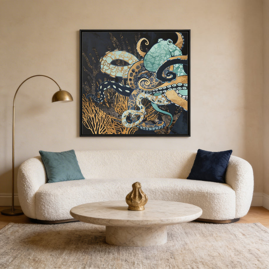 Metallic Octopus II - Matte Canvas, Framed (Multi-color)