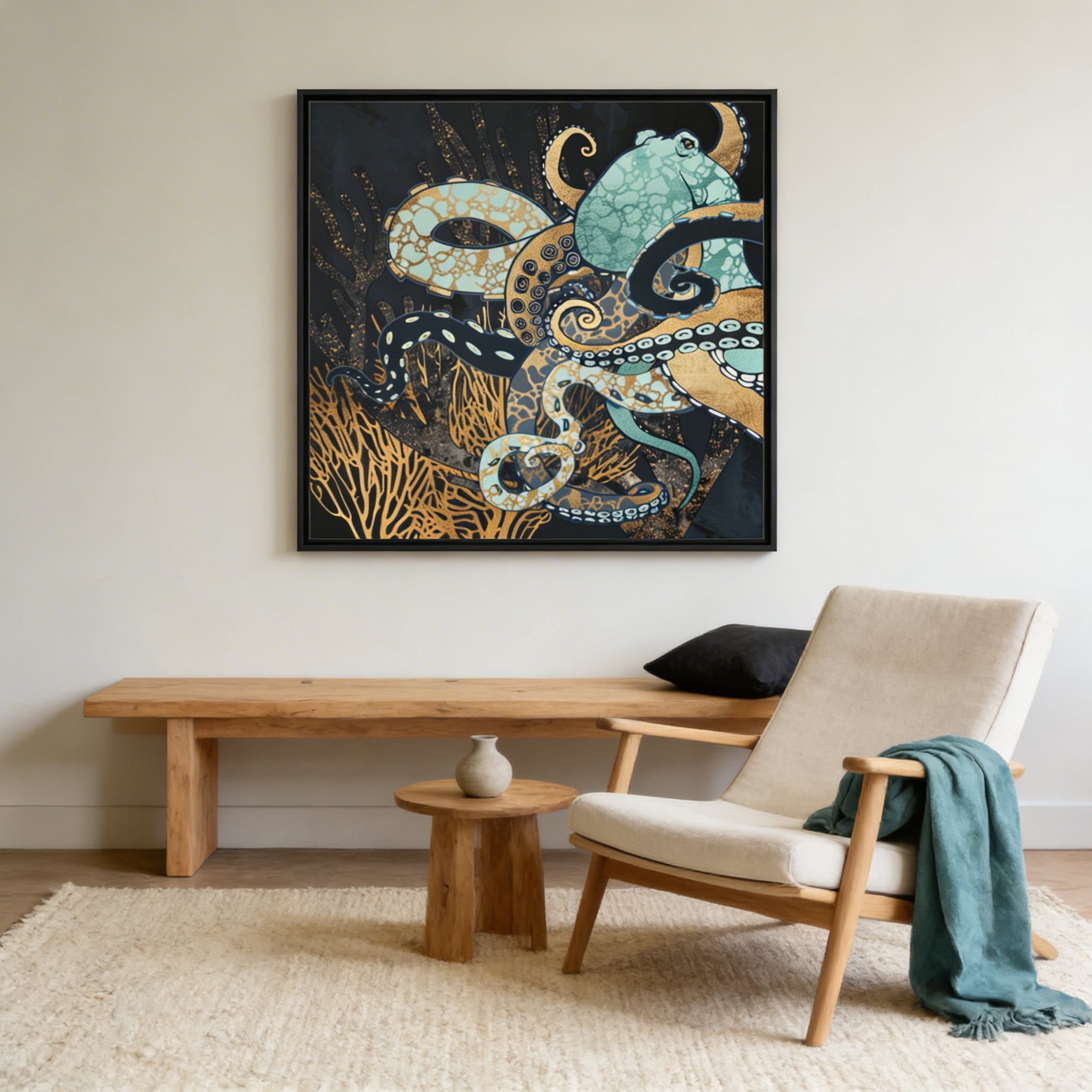 Metallic Octopus II - Matte Canvas, Framed (Multi-color)