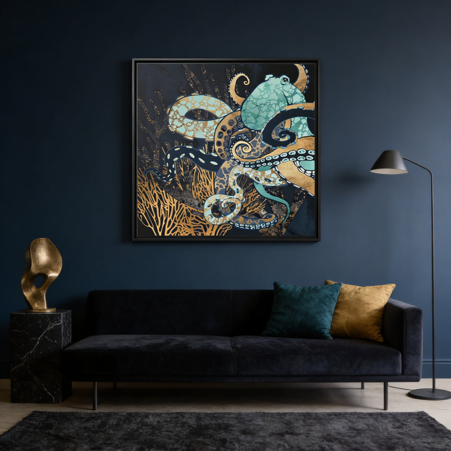 Metallic Octopus II - Matte Canvas, Framed (Multi-color)