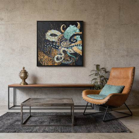 Metallic Octopus II - Matte Canvas, Framed (Multi-color)