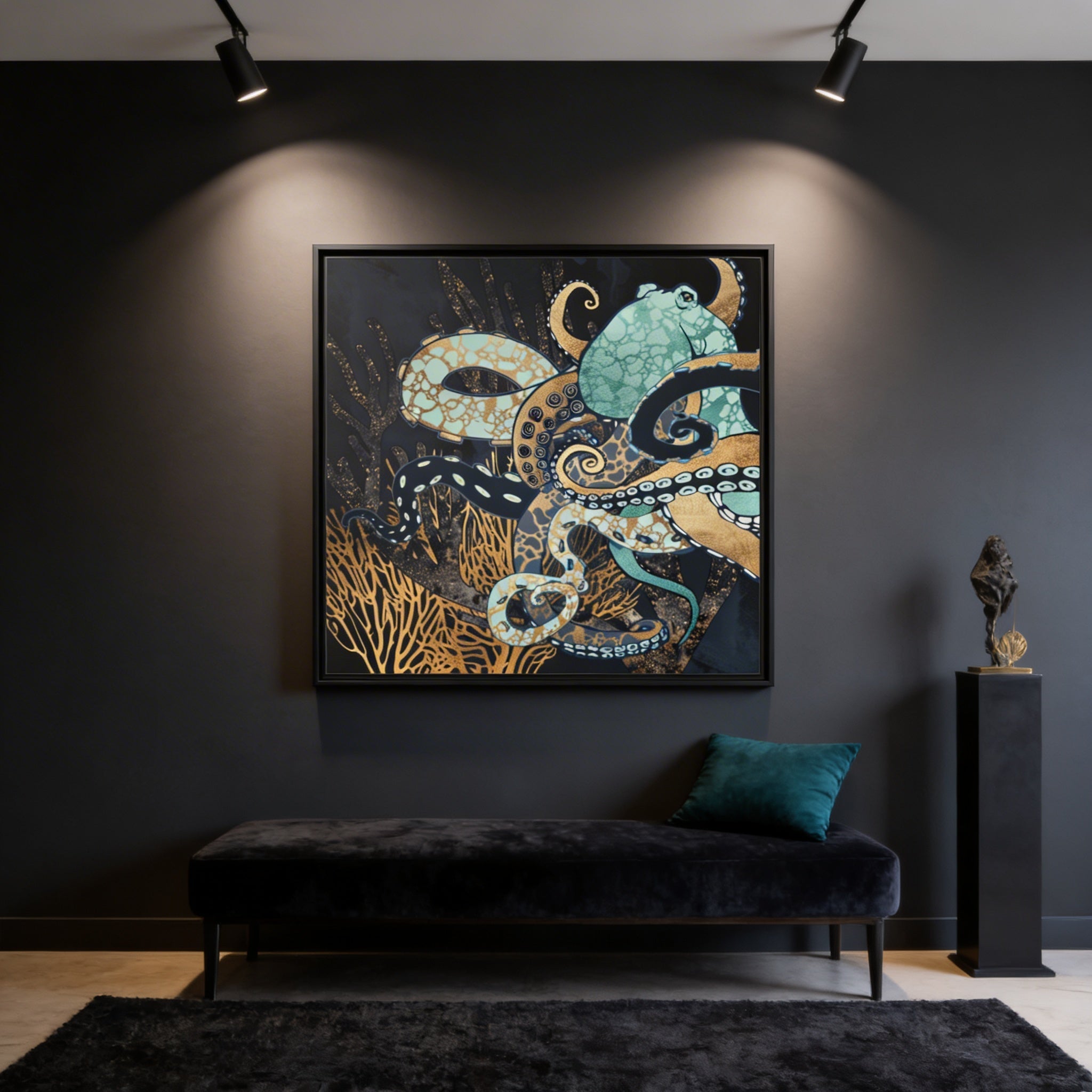 Metallic Octopus II - Matte Canvas, Framed (Multi-color)
