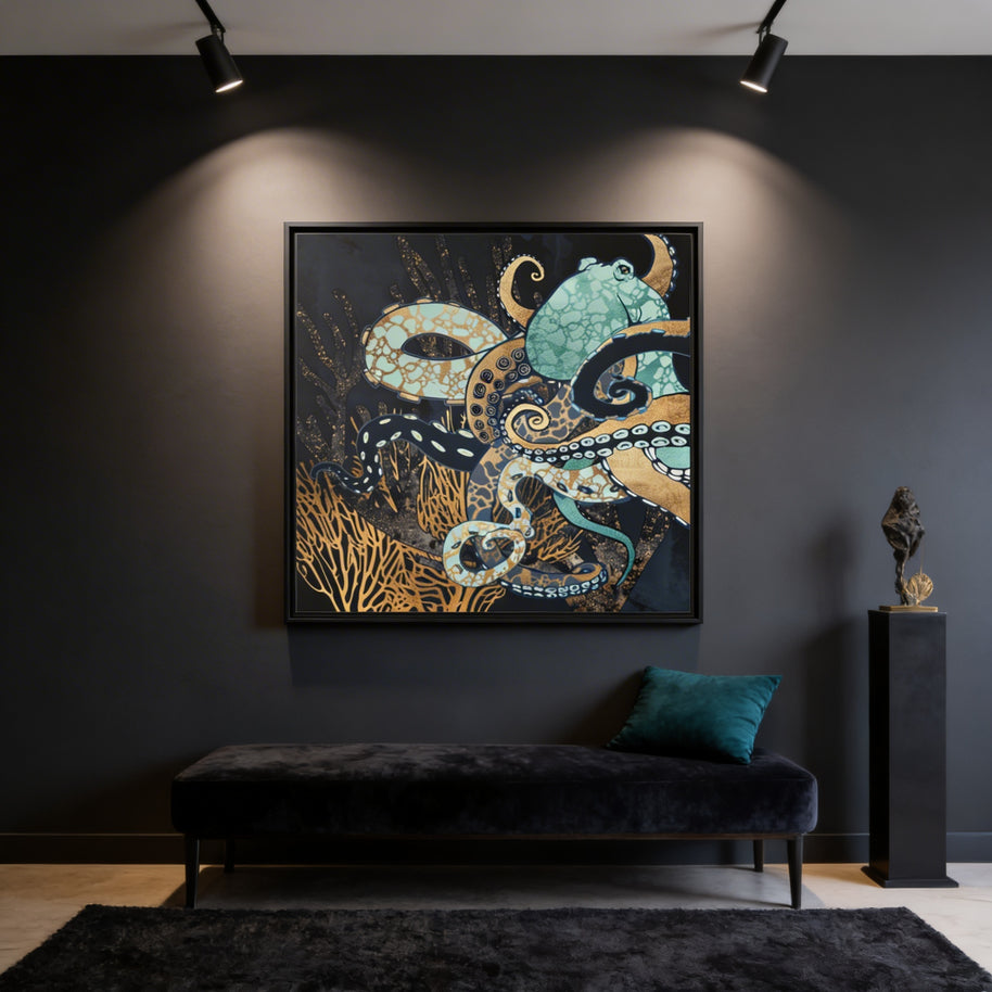 Metallic Octopus II - Matte Canvas, Framed (Multi-color)