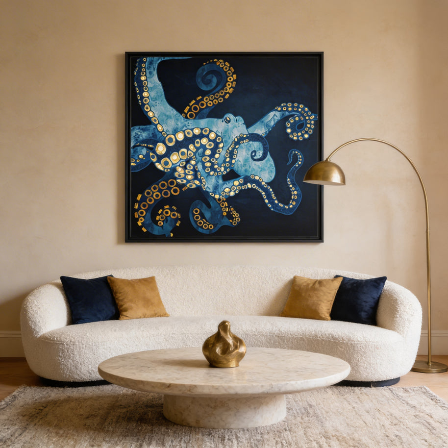 Metallic Octopus VII - Matte Canvas, Framed (Multi-color)