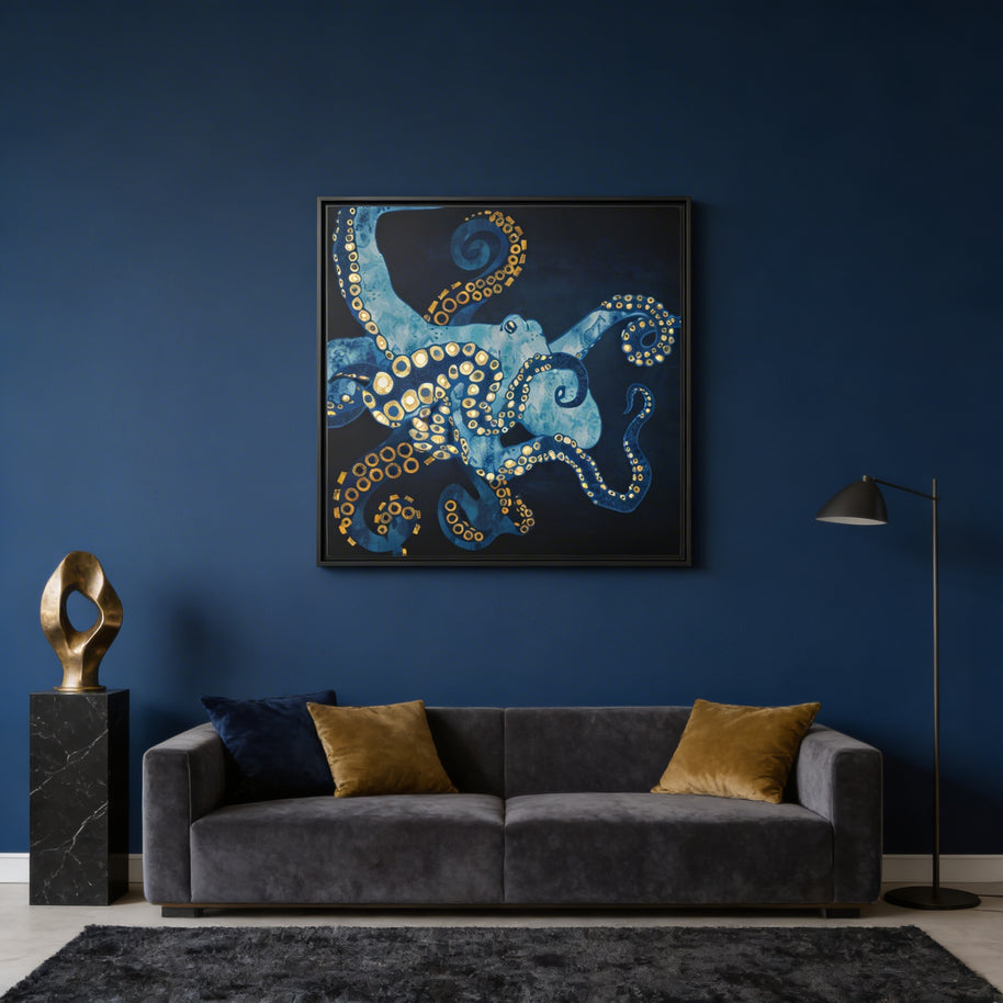 Metallic Octopus VII - Matte Canvas, Framed (Multi-color)