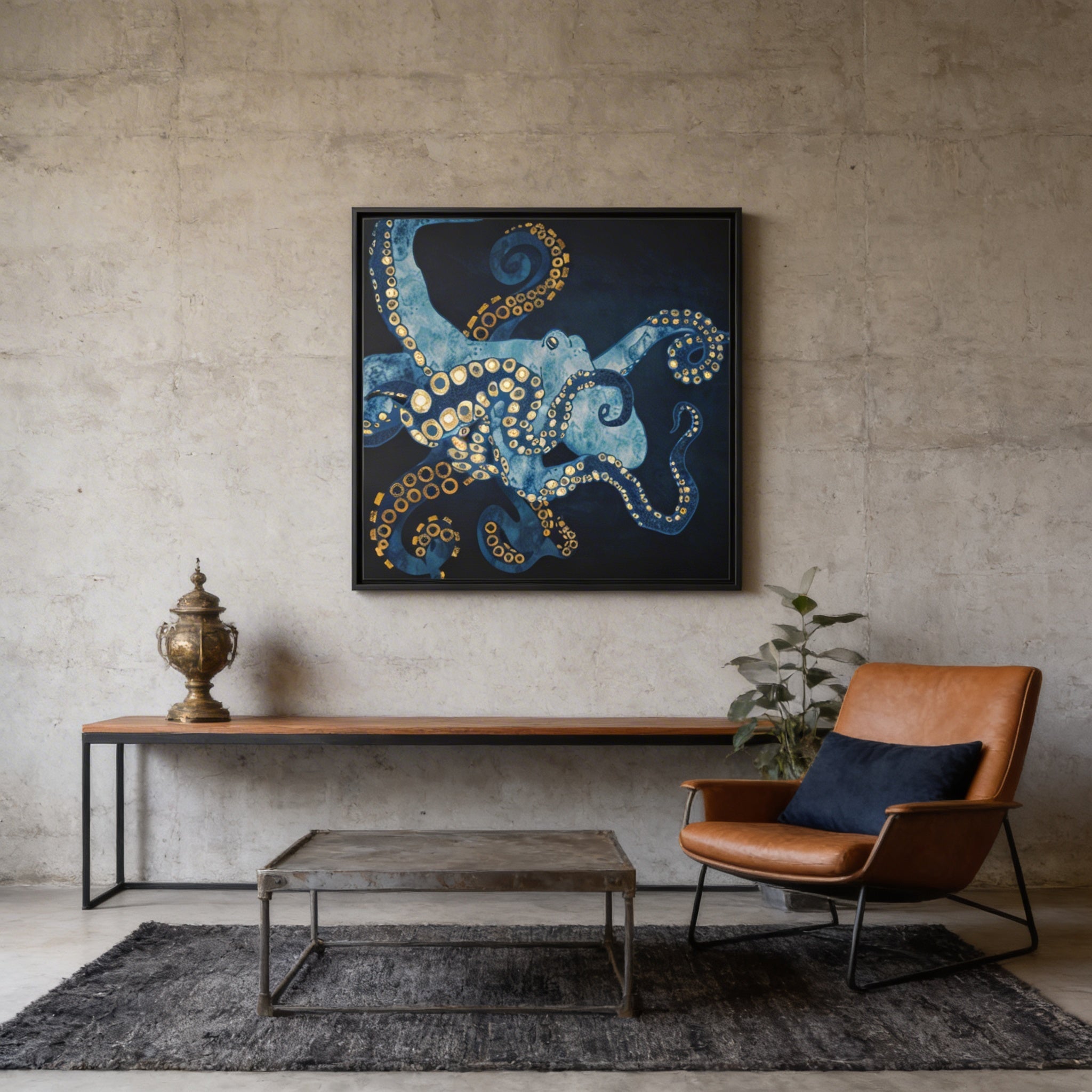 Metallic Octopus VII - Matte Canvas, Framed (Multi-color)