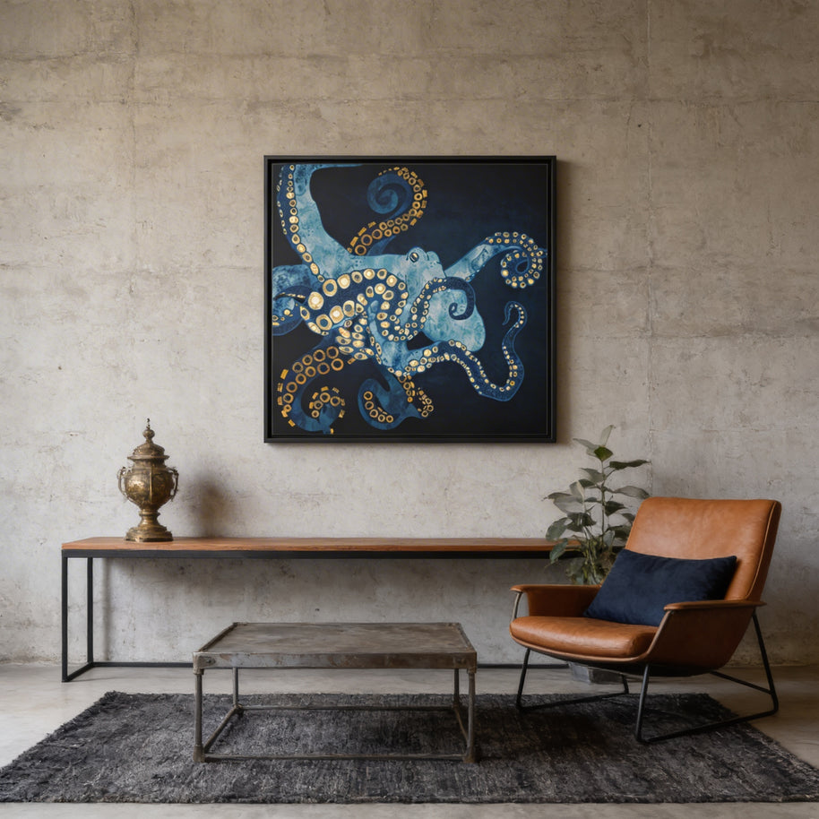 Metallic Octopus VII - Matte Canvas, Framed (Multi-color)