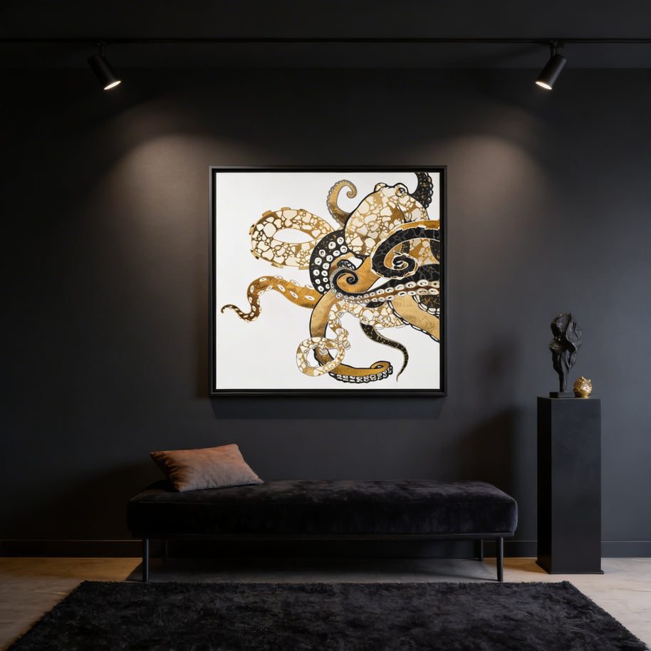 Metallic Octopus - Matte Canvas, Framed (Multi-color)