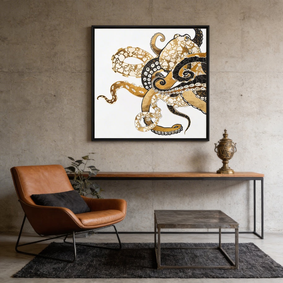 Metallic Octopus - Matte Canvas, Framed (Multi-color)