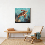 Metallic Sea Turtle - Matte Canvas, Framed (Multi-color)