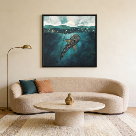 Metallic Whale Shark - Matte Canvas, Framed (Multi-color)