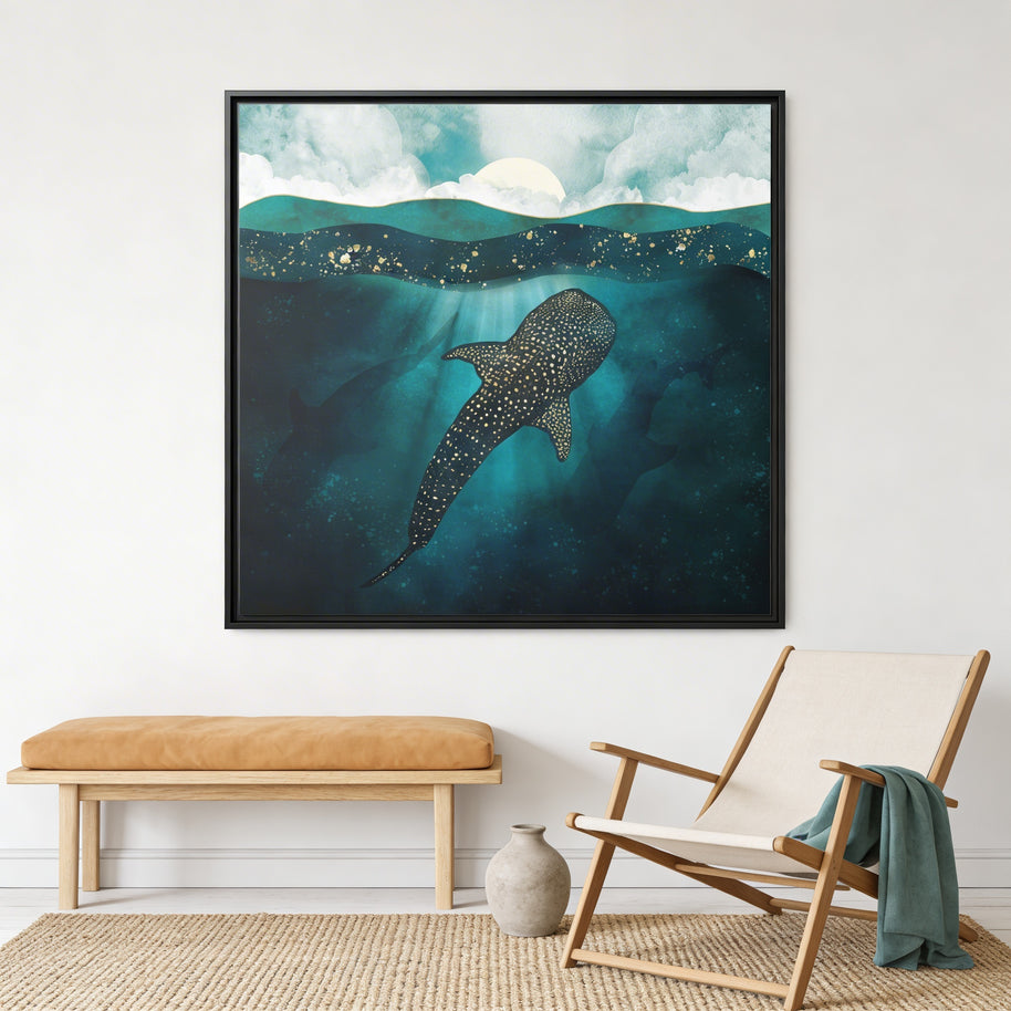 Metallic Whale Shark - Matte Canvas, Framed (Multi-color)