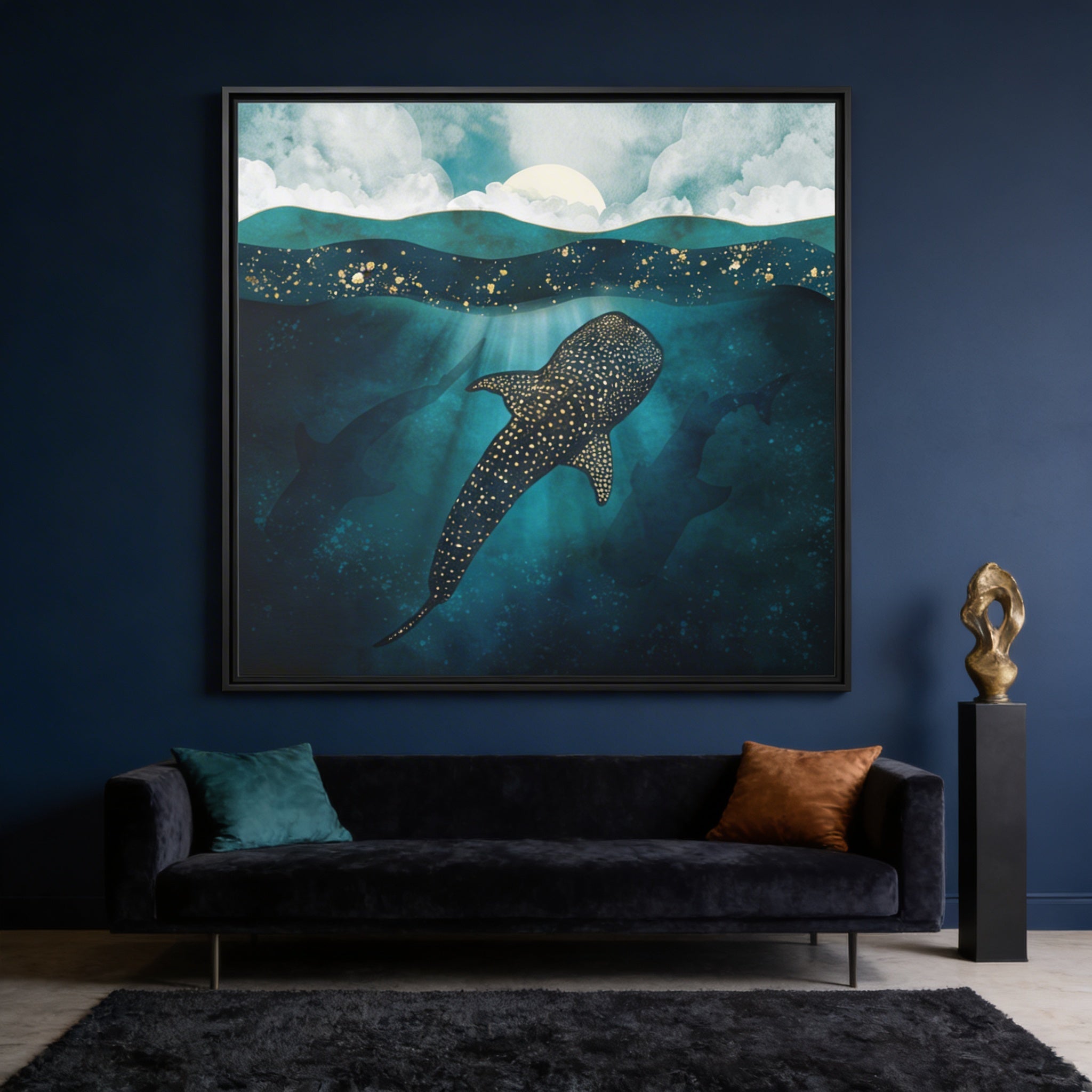 Metallic Whale Shark - Matte Canvas, Framed (Multi-color)
