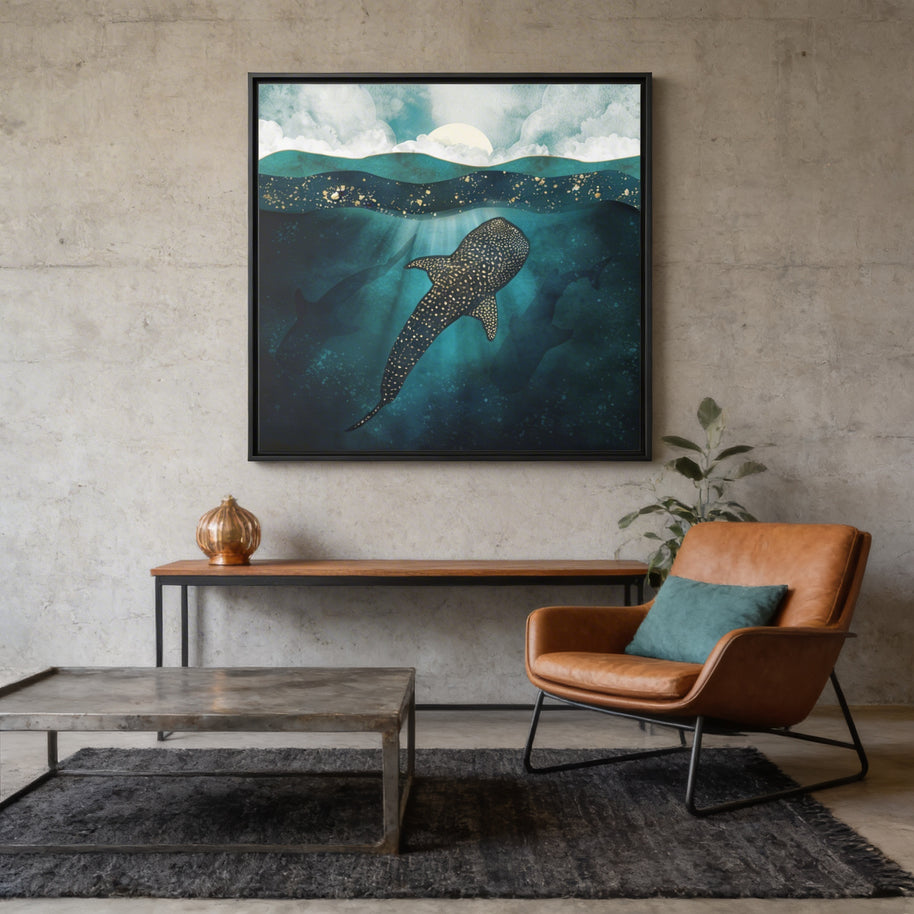 Metallic Whale Shark - Matte Canvas, Framed (Multi-color)