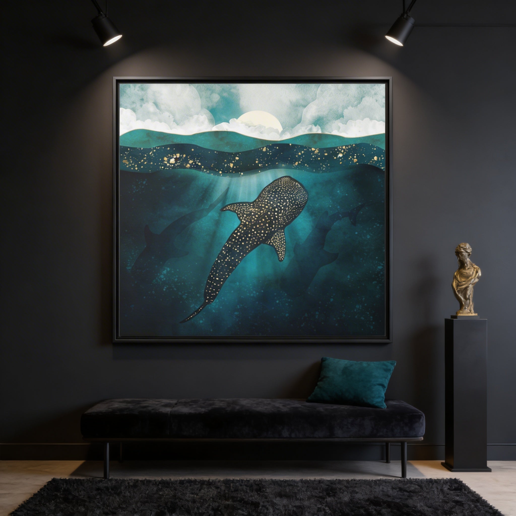 Metallic Whale Shark - Matte Canvas, Framed (Multi-color)