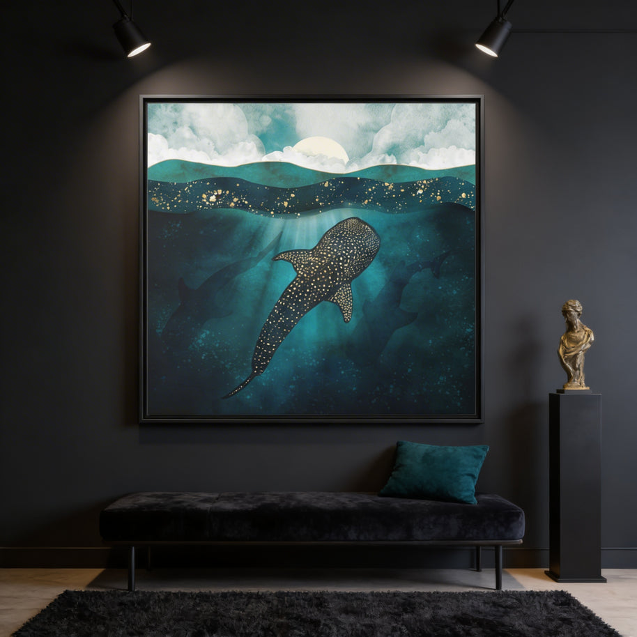 Metallic Whale Shark - Matte Canvas, Framed (Multi-color)