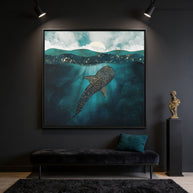 Metallic Whale Shark - Matte Canvas, Framed (Multi-color)