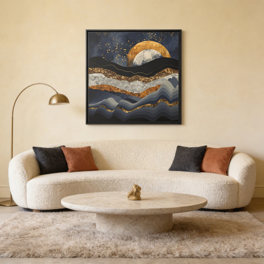 Metallic Mountains - Matte Canvas, Framed (Multi-color)