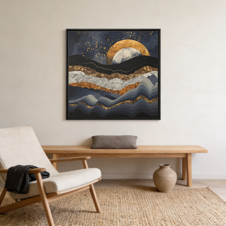 Metallic Mountains - Matte Canvas, Framed (Multi-color)