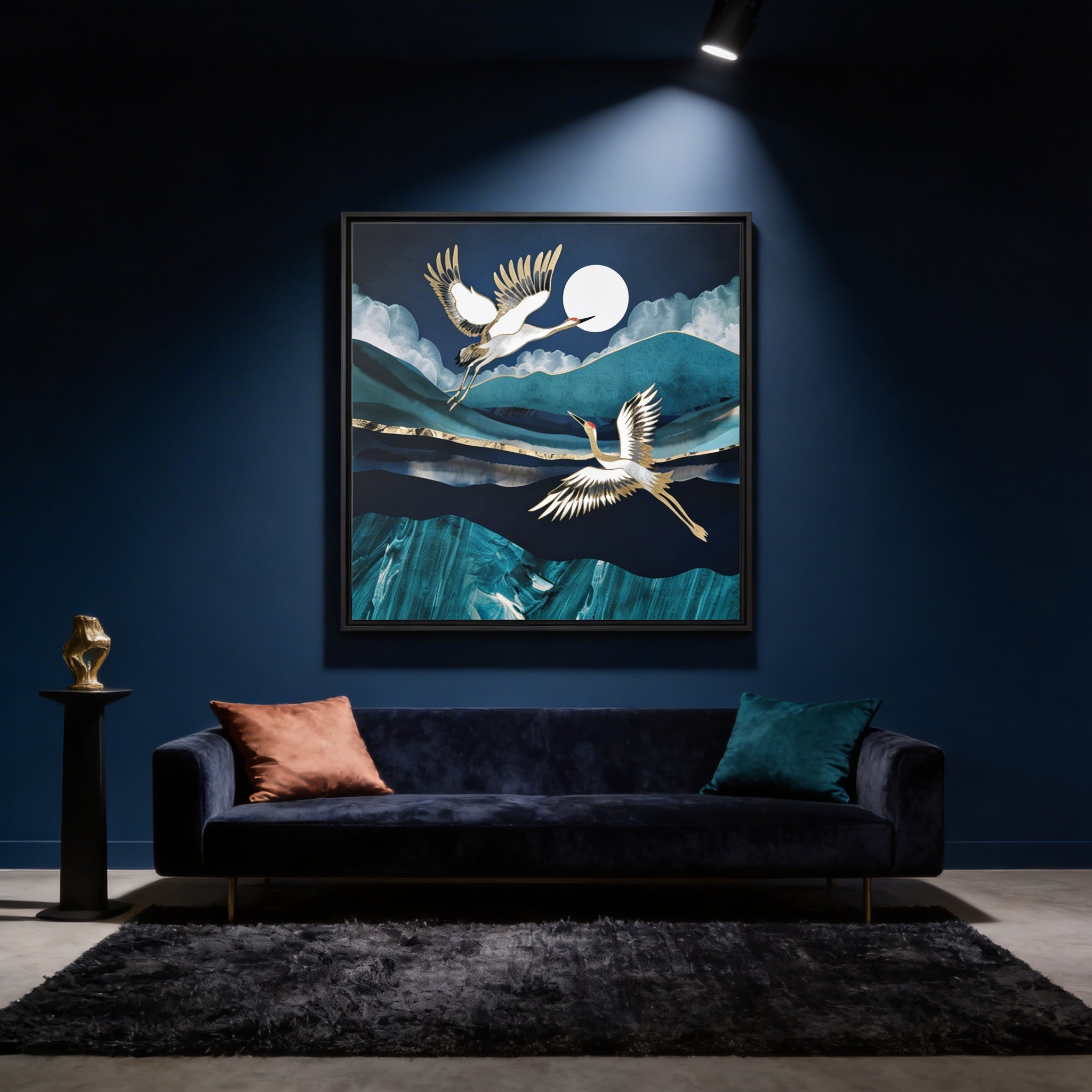 Midnight Cranes - Matte Canvas, Framed (Multi-color)