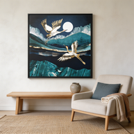 Midnight Cranes - Matte Canvas, Framed (Multi-color)