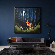 Midnight Mushrooms - Matte Canvas, Framed (Multi-color)