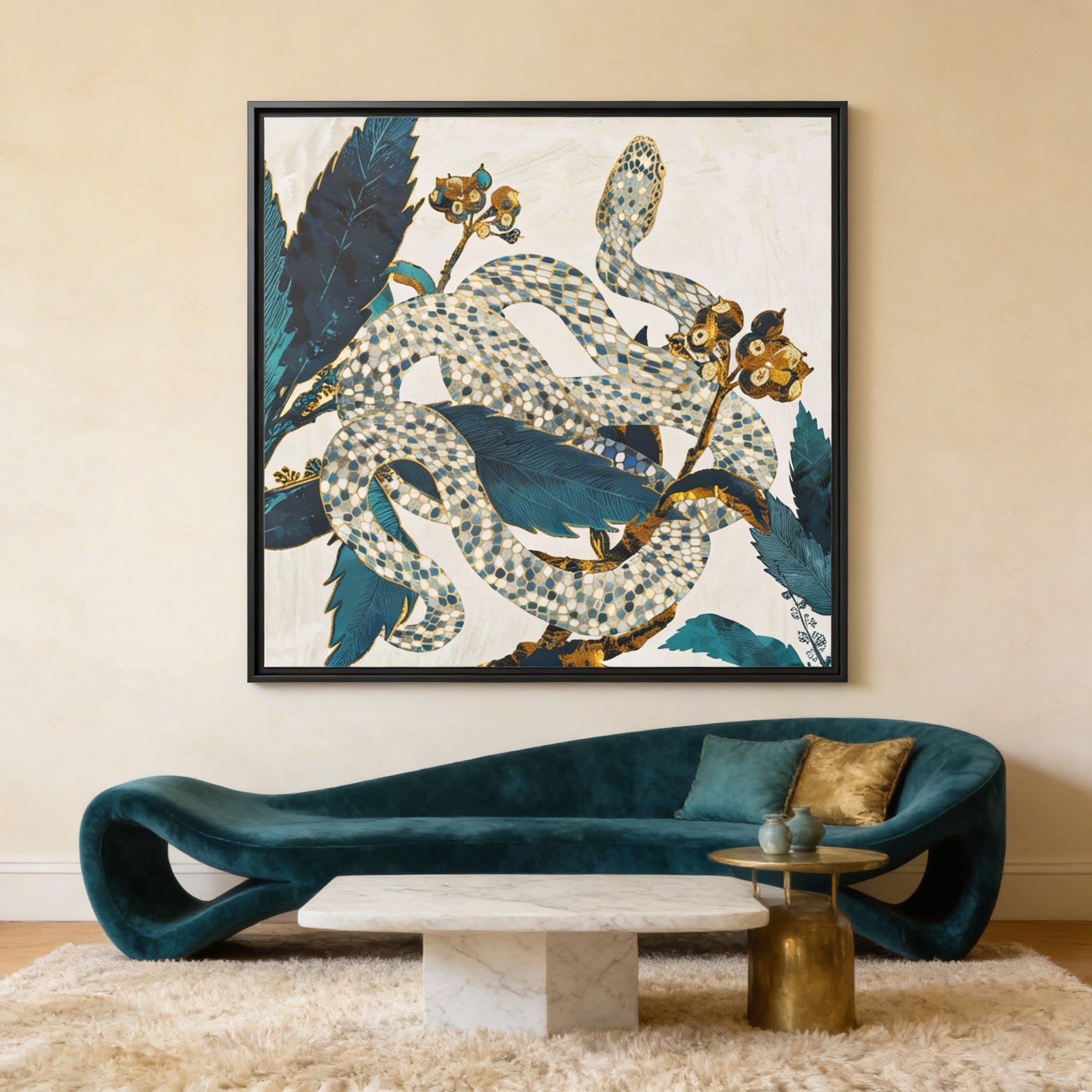 Summer Indigo Garden - Matte Canvas, Framed (Multi-color)
