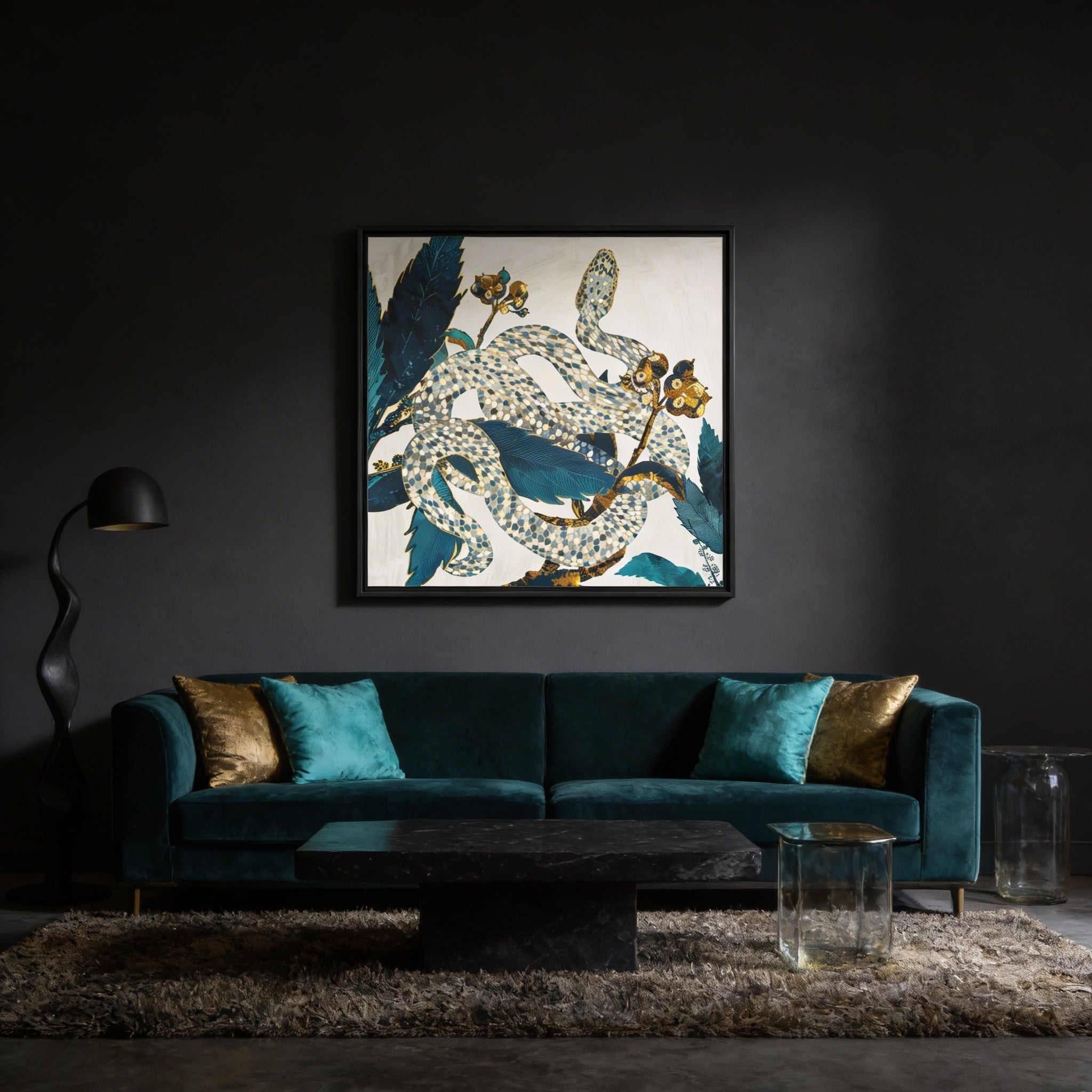 Summer Indigo Garden - Matte Canvas, Framed (Multi-color)