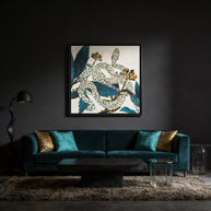 Summer Indigo Garden - Matte Canvas, Framed (Multi-color)