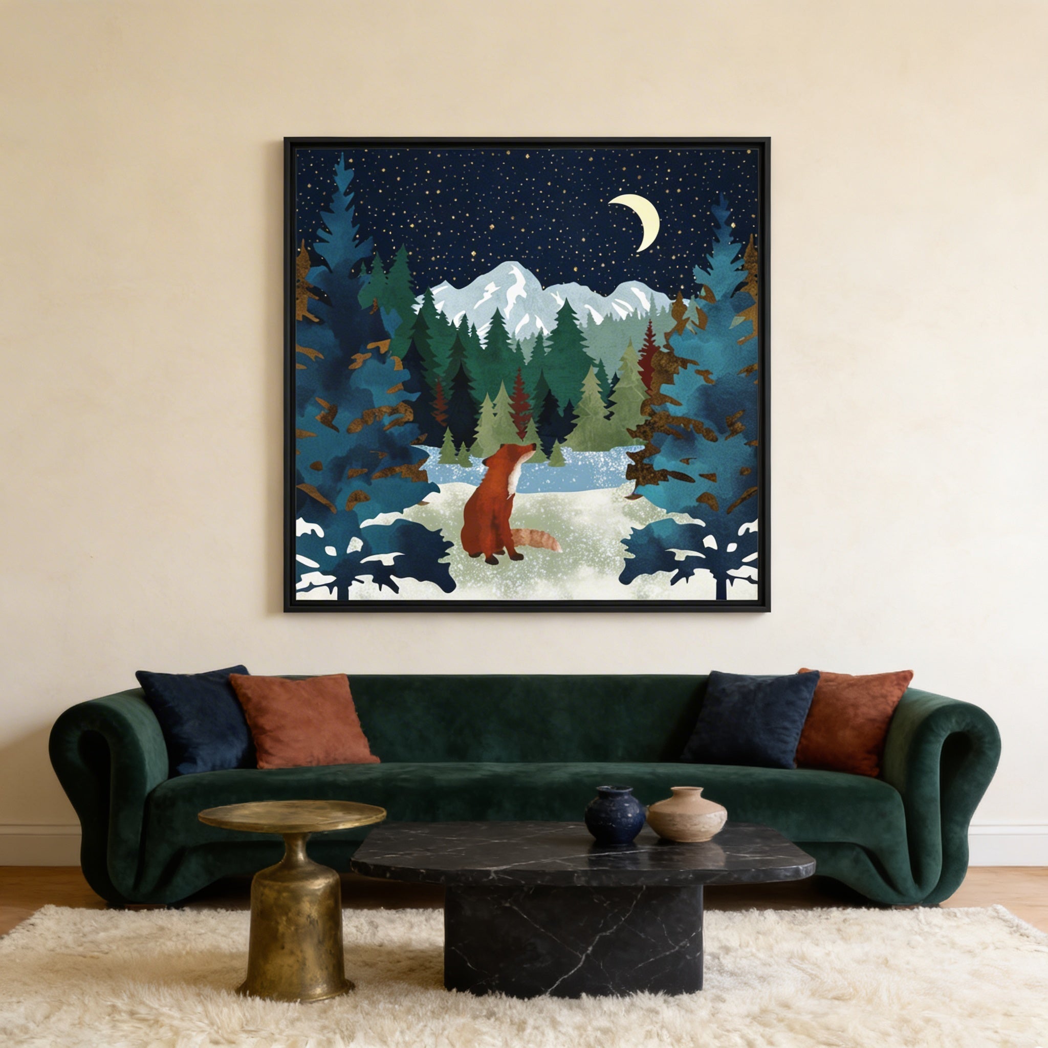 Winter Fox - Matte Canvas, Framed (Multi-color)