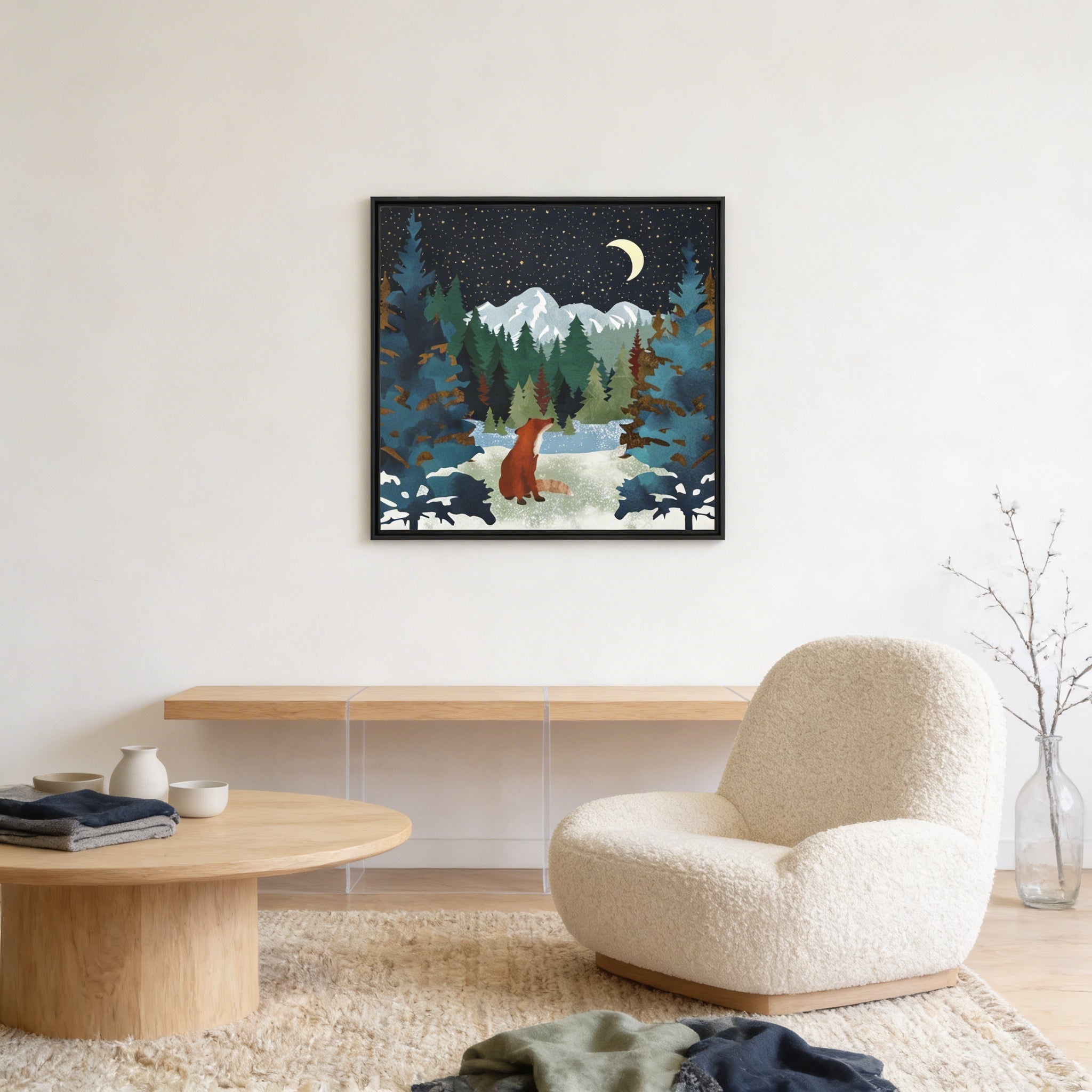 Winter Fox - Matte Canvas, Framed (Multi-color)