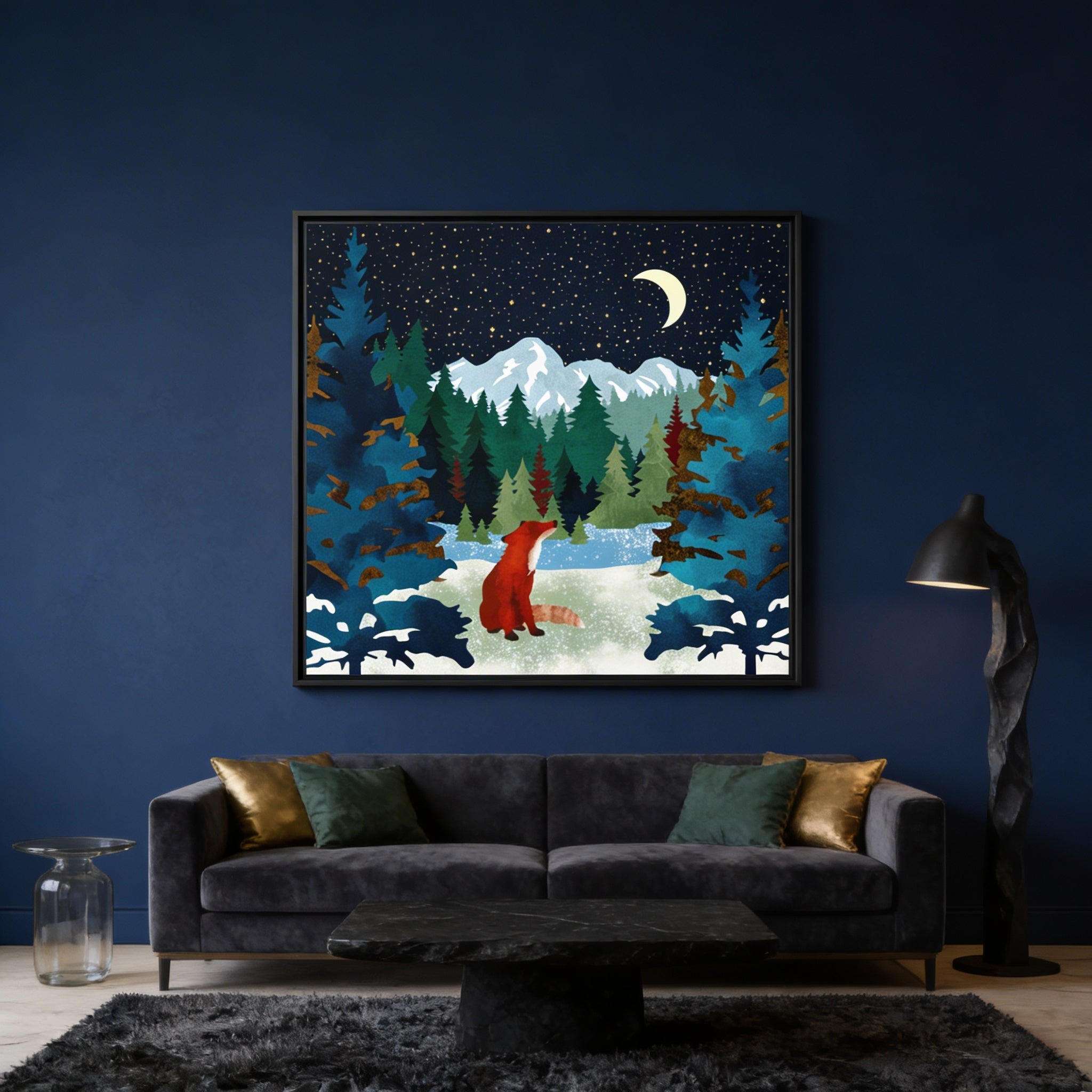 Winter Fox - Matte Canvas, Framed (Multi-color)