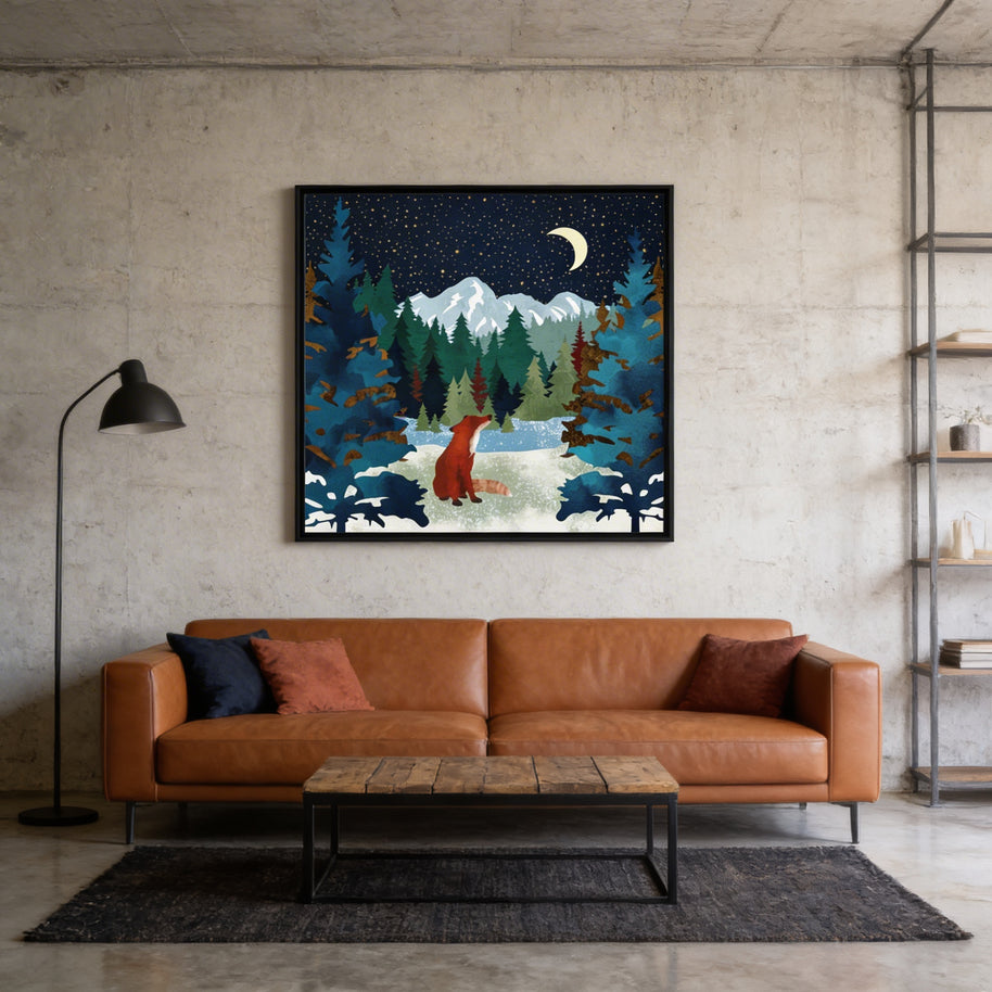 Winter Fox - Matte Canvas, Framed (Multi-color)