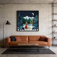 Winter Fox - Matte Canvas, Framed (Multi-color)