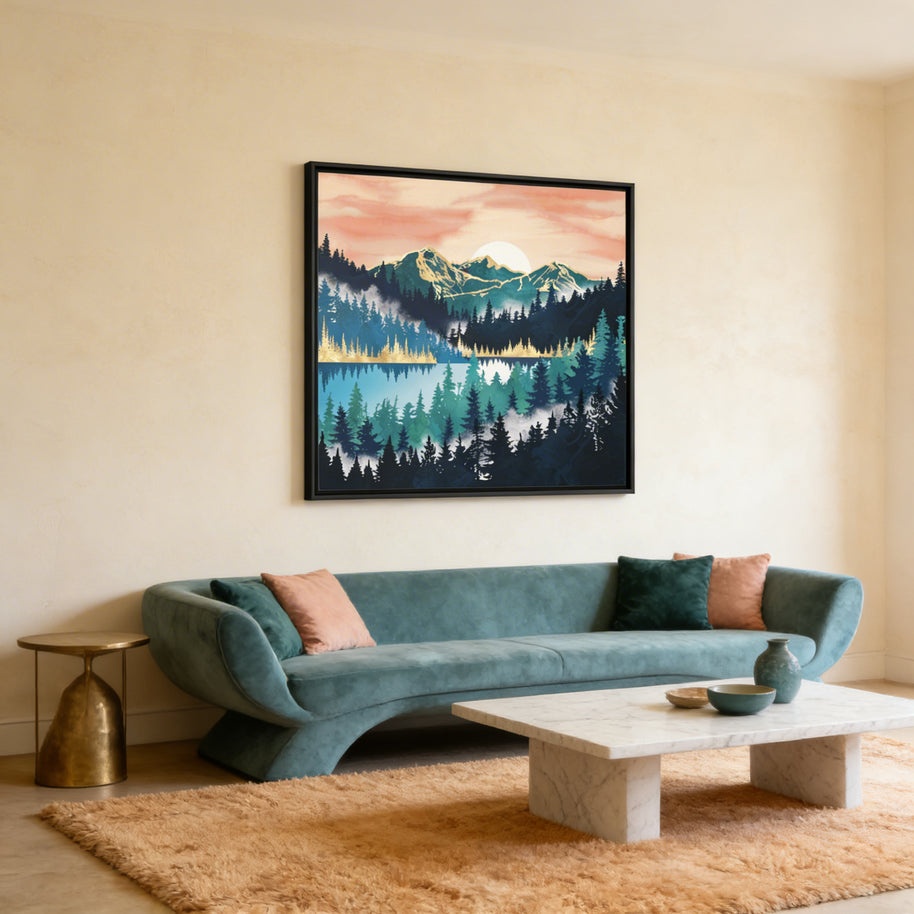 Lake Mist - Matte Canvas, Framed (Multi-color)